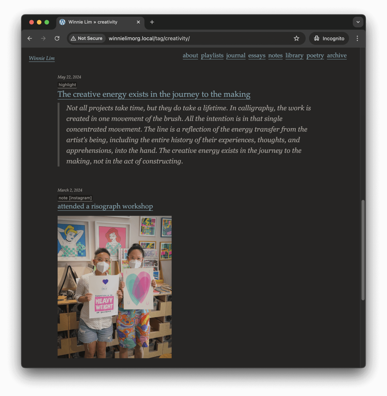 screenshot of tag archive after changes.